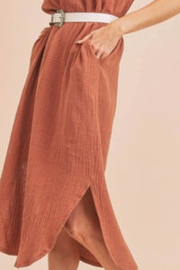 Aemi + Co Round Neck Midi Tank Dress with Pockets - Brittney MADE