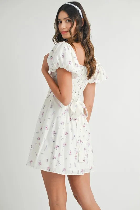 MABLE Floral Print Puff Sleeve Mini Dress - Brittney MADE