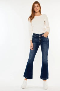 Kancan Mid Rise Button Fly Flare Jeans - Brittney MADE