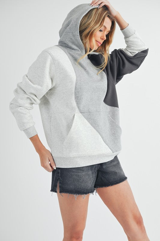 Aemi + Co Color Block Hoodie with Kangaroo Pocket - Brittney MADE