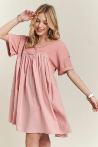 ADORA Round Neck Half Sleeve Babydoll Dress - Brittney MADE