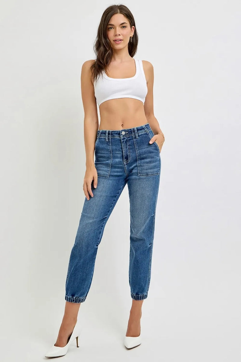 RISEN Full Size High Rise Ankle Jogger Jeans - Brittney MADE