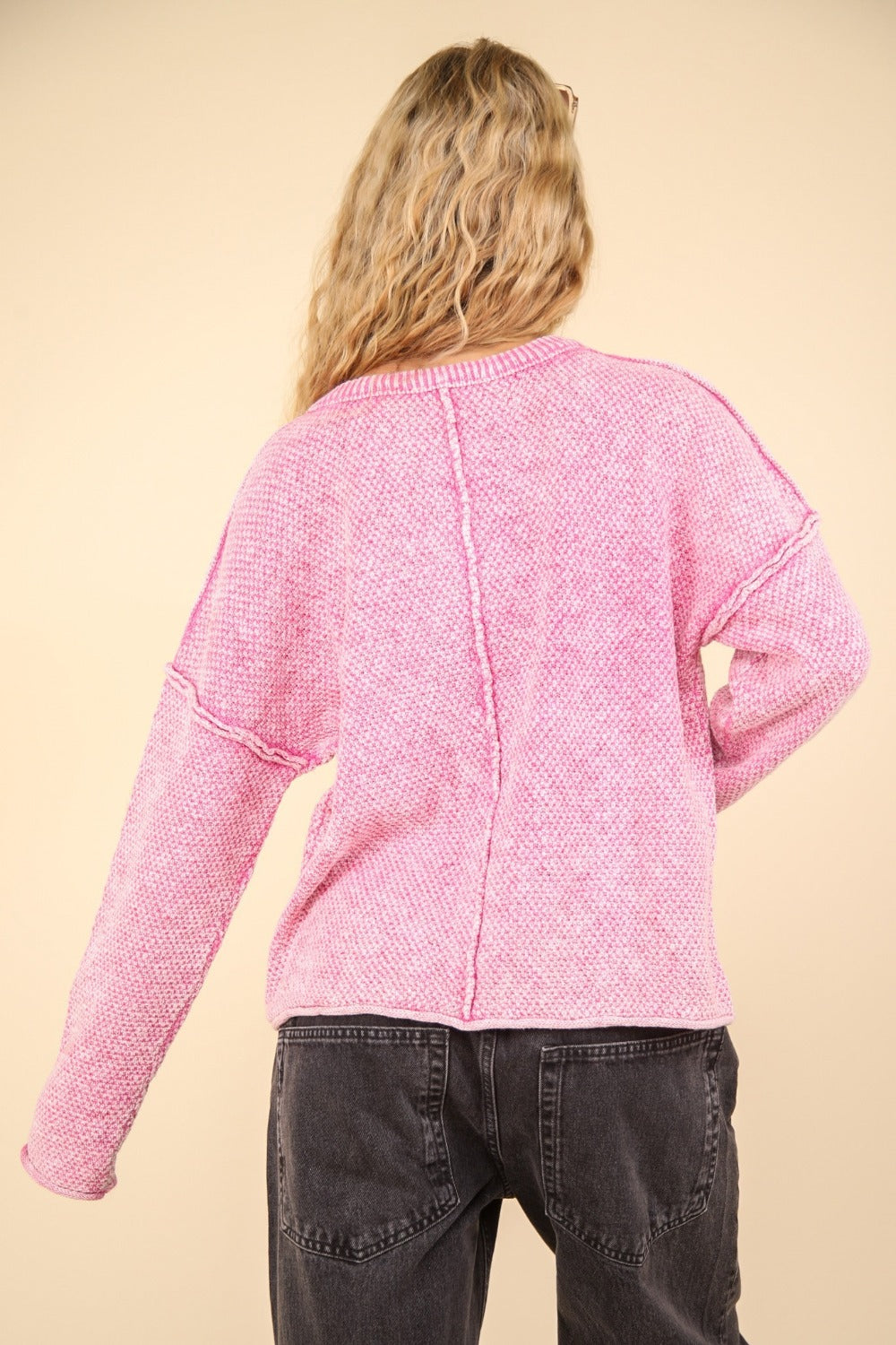 VERY J Mineral Washed Exposed Seam Sweater - Brittney MADE