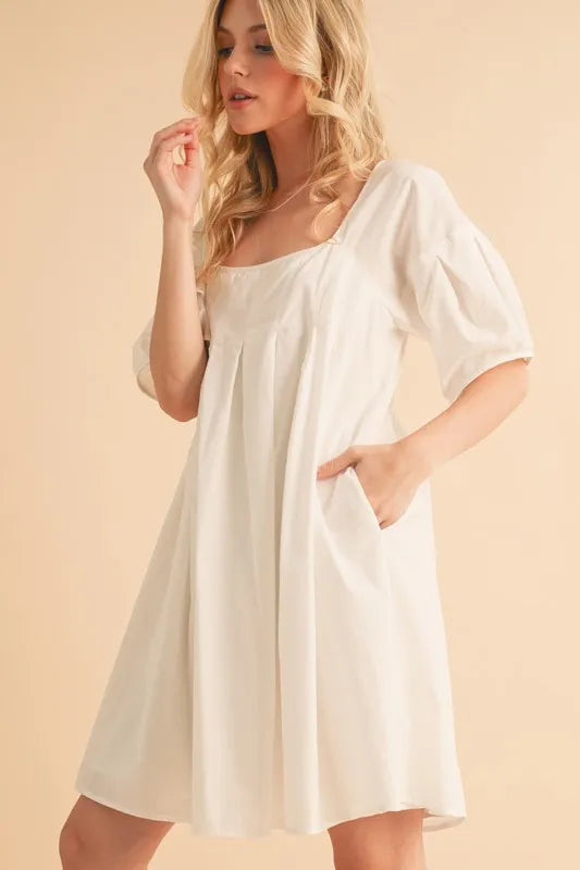 Aemi + Co Square Neck Babydoll Dress with Pockets - Brittney MADE
