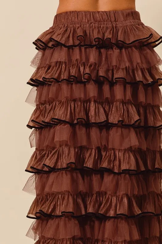 SO ME Layered Ruffled Tulle Maxi Skirt - Brittney MADE