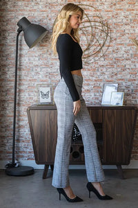 Heimish Full Size Plaid Flare Pants with Wide Waist Band Plus Size - Brittney MADE