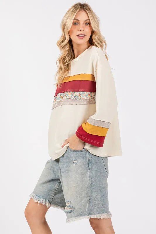 SAGE + FIG French Terry Color Block T-Shirt - Brittney MADE