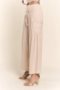 J.NNA Smocked Waist Boho Wide Leg Pants with Pockets - Brittney MADE
