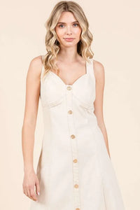 Mittoshop Stretch Twill Decor Button Sleeveless Midi Dress - Brittney MADE