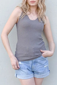 And The Why Ribbed Knit Slim Tank - Brittney MADE