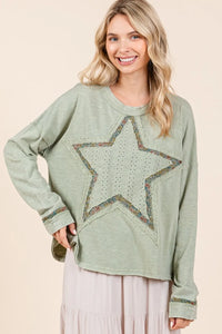 Mittoshop Mineral Wash Star Patch Long Sleeve T-Shirt - Brittney MADE