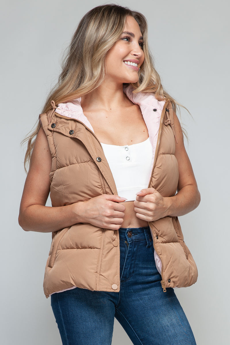 Snobbish Snap and Zip Closure Hooded Vest - Brittney MADE