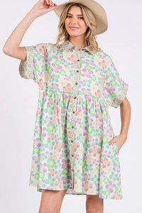 SAGE+FIG Floral Babydoll Short Sleeves Dress - Brittney MADE