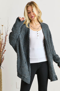ADORA Popcorn Knit Open Front Long Sleeve Cardigan - Brittney MADE