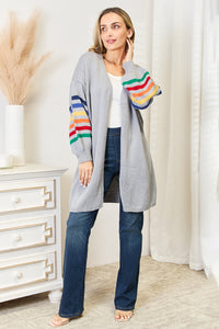 Angel Wings Multicolored Stripe Open Front Longline Cardigan - Brittney MADE