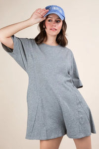 VERY J Mineral Washed Oversized Knit Comfy Romper - Brittney MADE