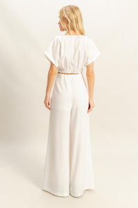 HYFVE Twisted Front Short Sleeve Top and Wide Leg Pants Set - Brittney MADE