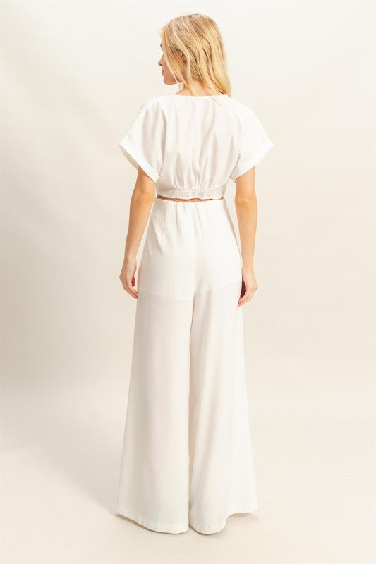 HYFVE Twisted Front Short Sleeve Top and Wide Leg Pants Set - Brittney MADE