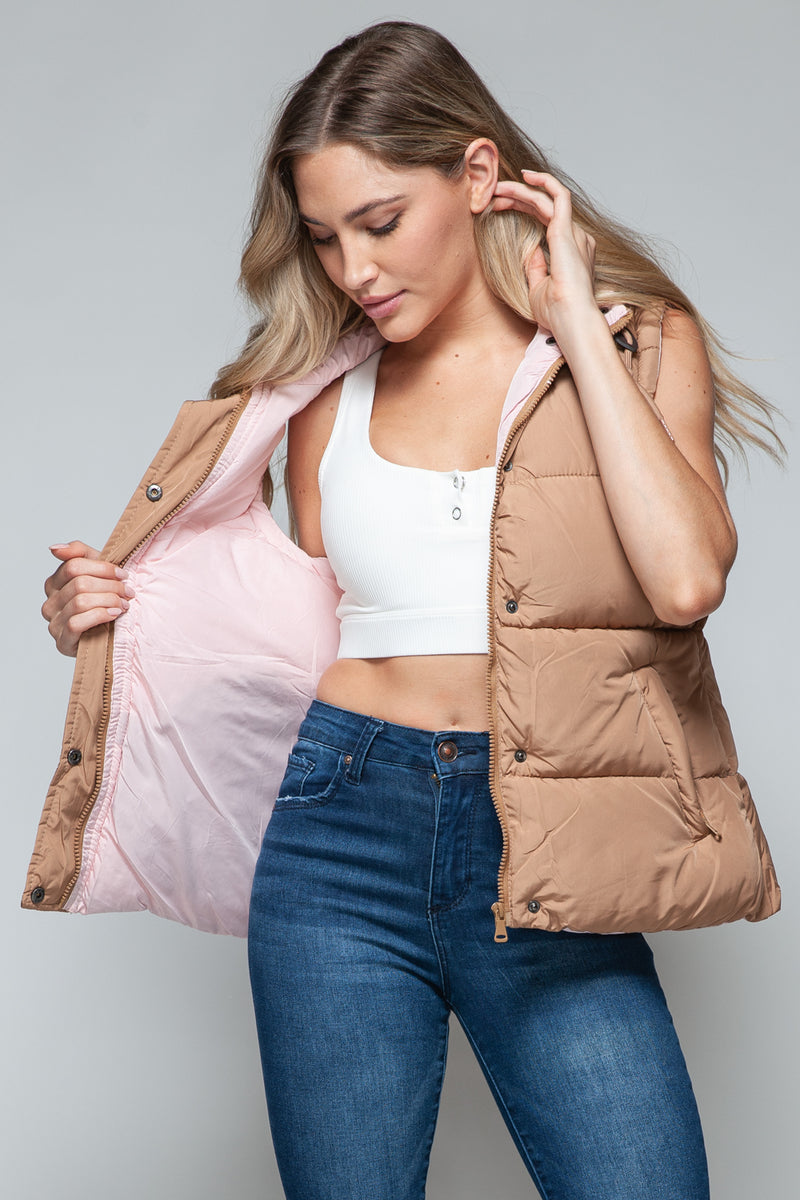 Snobbish Snap and Zip Closure Hooded Vest - Brittney MADE