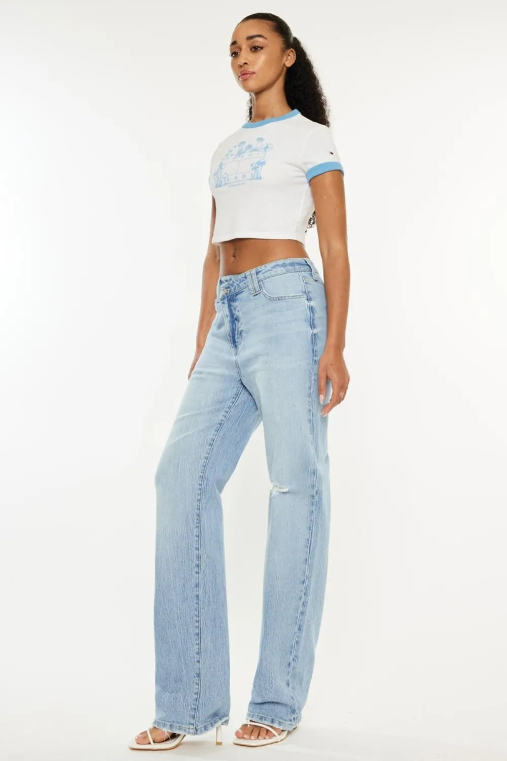 Kancan Distressed High Waist Straight Jeans - Brittney MADE