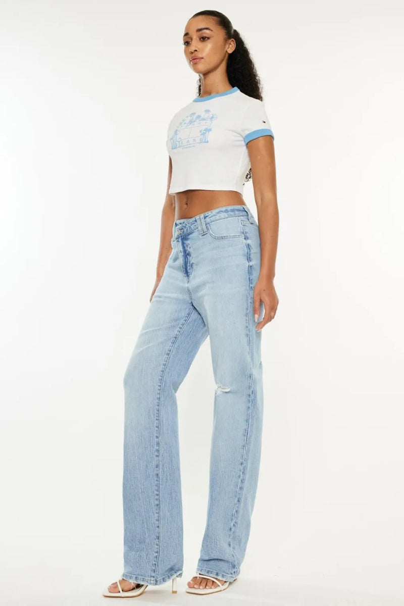 Kancan Distressed High Waist Straight Jeans - Brittney MADE