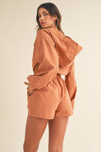 Mable Snap Down Long Sleeve Hooded Romper - Brittney MADE