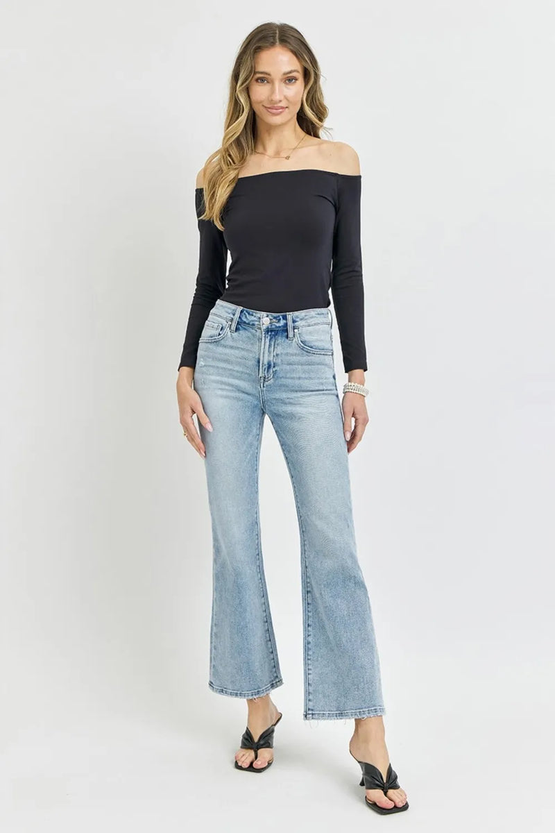 RISEN Full Size High Rise Ankle Flare Jeans - Brittney MADE