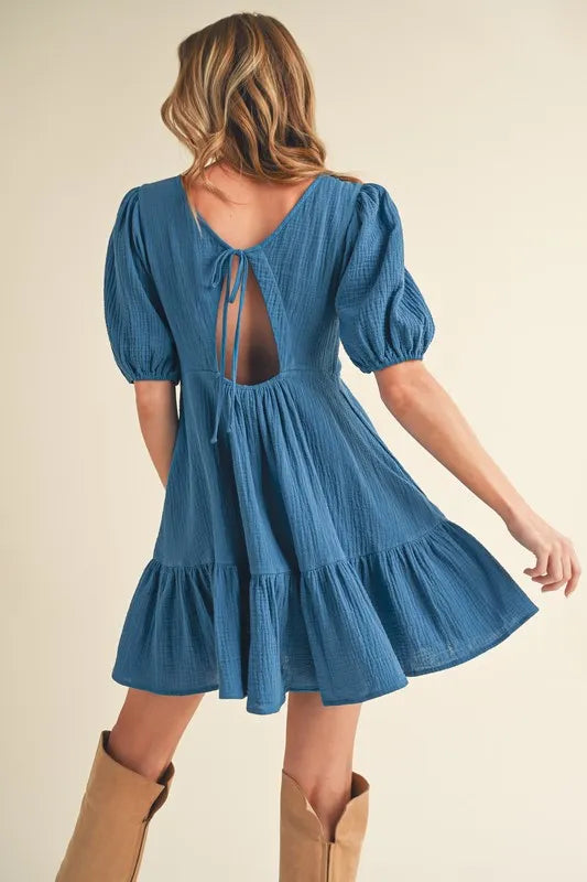 Aemi+Co Tied Back Ruffled Short Sleeve Mini Dress - Brittney MADE