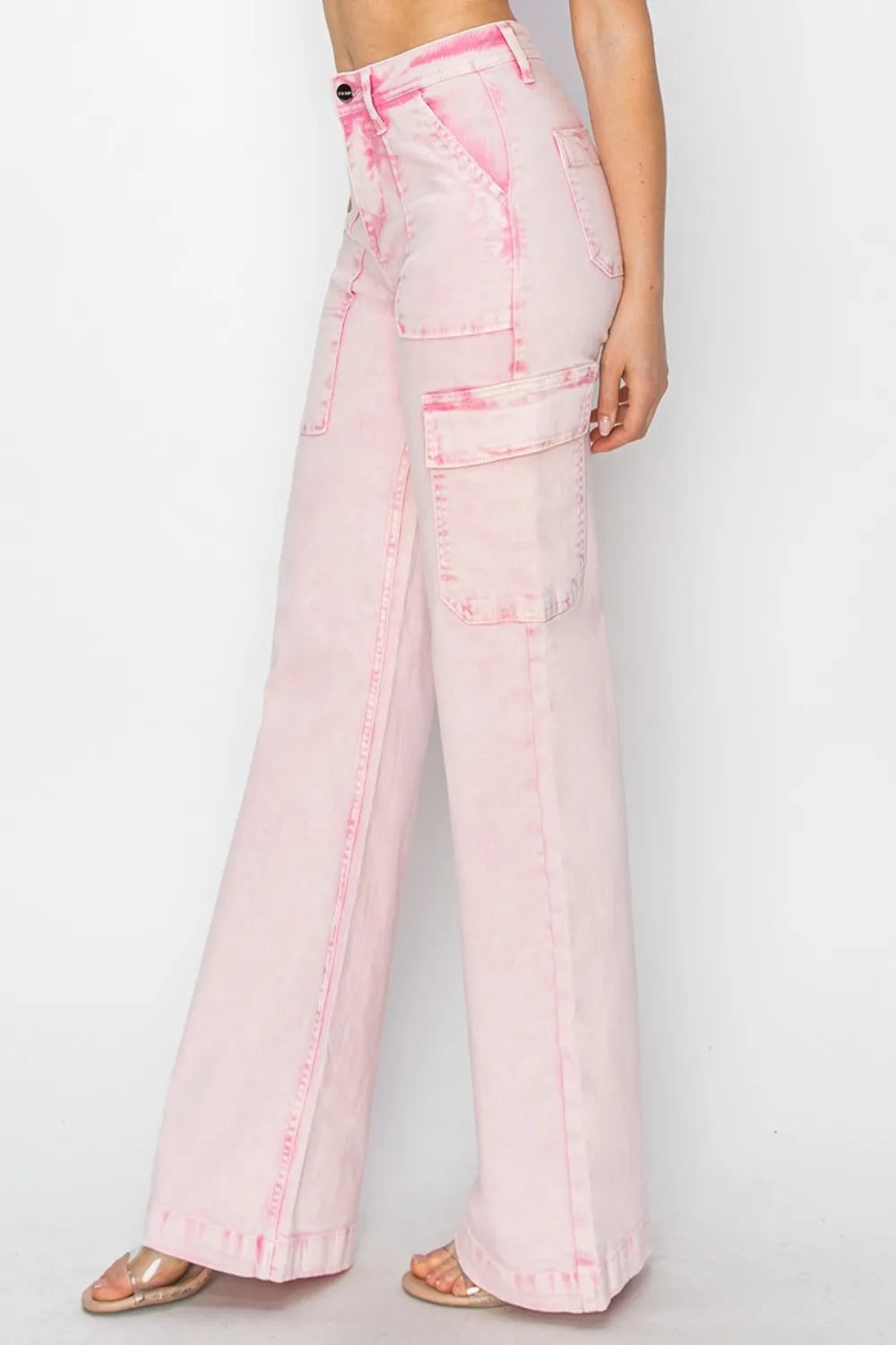 RISEN Full Size High Rise Cargo Pocket Jeans - Brittney MADE