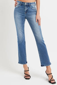 RISEN Full Size Mid Rise Ankle Straight Jeans with Pockets - Brittney MADE