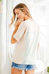 Heimish Full Size Contrast Round Neck Short Sleeve T-Shirt Plus Size - Brittney MADE