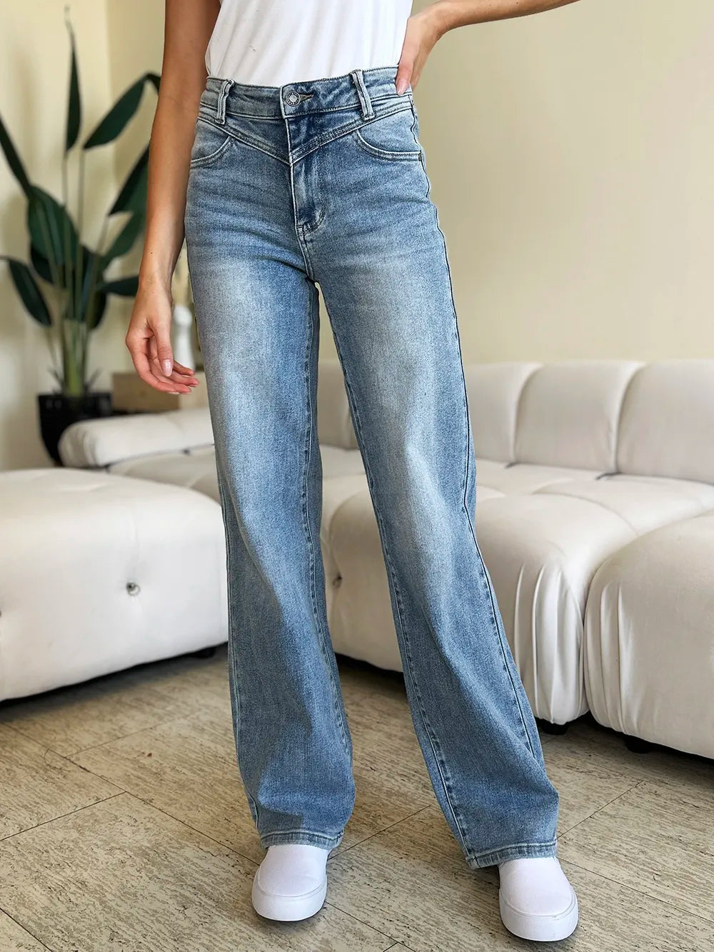 Judy Blue Full Size High Waist Wide Leg Jeans - Brittney MADE