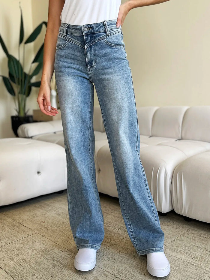 Judy Blue Full Size High Waist Wide Leg Jeans - Brittney MADE