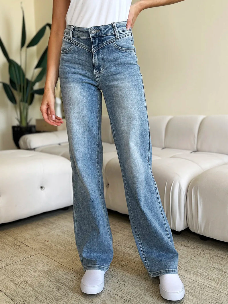 Judy Blue Full Size High Waist Wide Leg Jeans - Brittney MADE