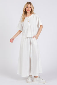 Ces Femme Half Button Half Sleeve Top and Pants Set - Brittney MADE
