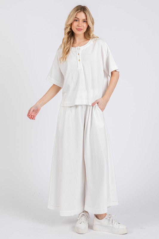 Ces Femme Half Button Half Sleeve Top and Pants Set - Brittney MADE