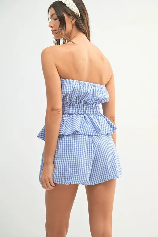 MABLE Gingham Tube Top and Shorts Set - Brittney MADE