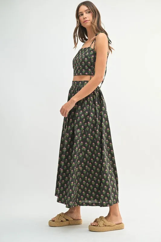 MABLE Floral Crop Top and Skirt Set - Brittney MADE