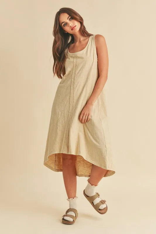 Aemi + Co High-Low Hem Scoop Neck Midi Tank Dress - Brittney MADE
