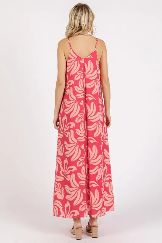 Mittoshop Printed V-Neck Maxi Cami Dress with Pockets - Brittney MADE