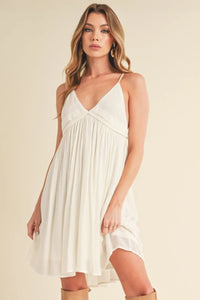 Aemi + Co Ruched Plunge Mini Cami Dress - Brittney MADE