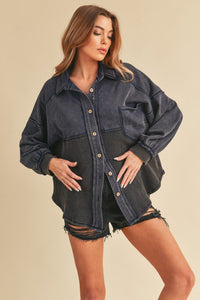 Aemi + Co Acid Washed Exposed Seam Button Up Jacket - Brittney MADE