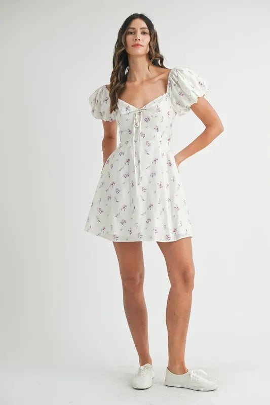 MABLE Floral Print Puff Sleeve Mini Dress - Brittney MADE