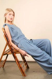 VERY J Solid Woven Top & Pants Set - Brittney MADE