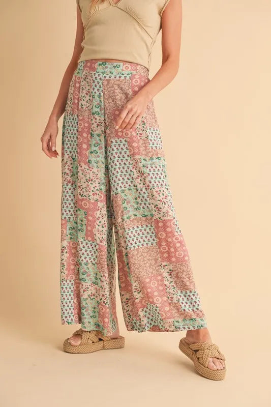 Aemi+Co Printed Wide Leg Pants - Brittney MADE