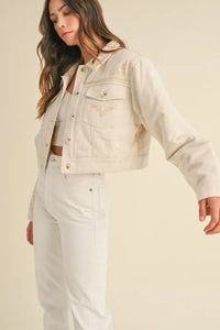 MABLE Embroidered Quilted Cropped Jacket - Brittney MADE