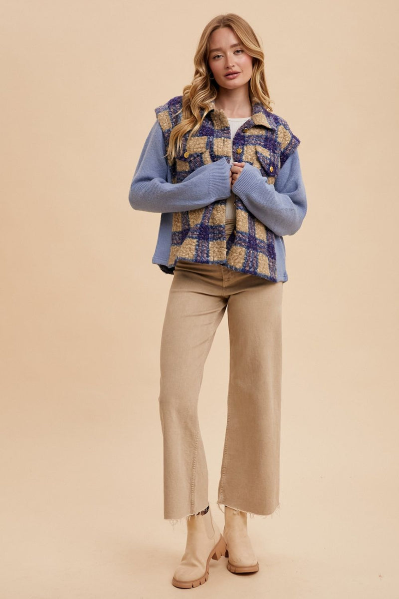 Annie Wear Faux Fur Plaid Button Up Jacket - Brittney MADE