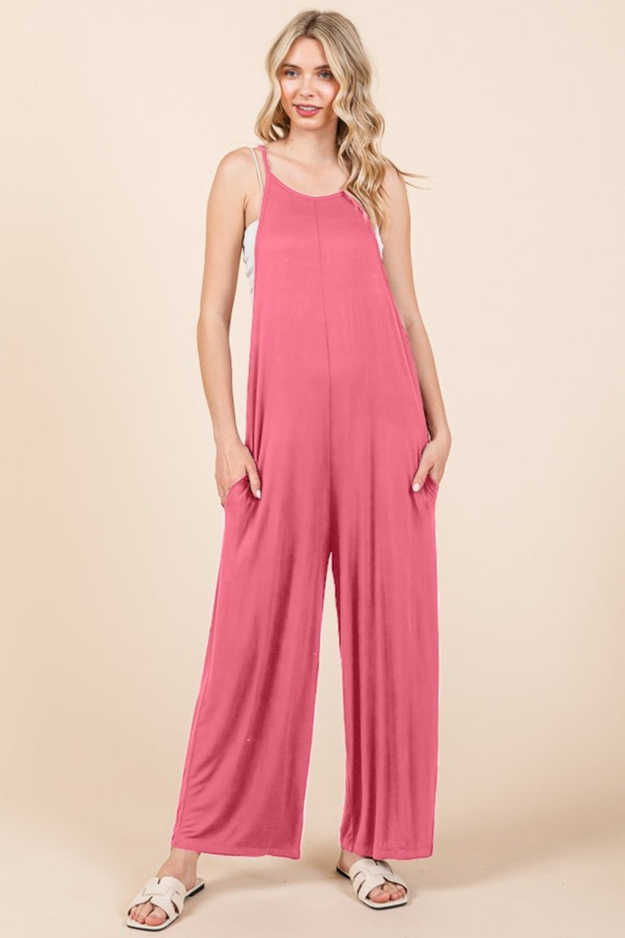 Culture Code Full Size Sleeveless Wide Leg Jumpsuit with Pockets - Brittney MADE