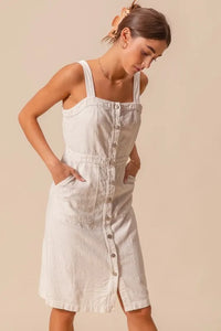 SO ME Button Down Pocket Front Pinafore Dress - Brittney MADE