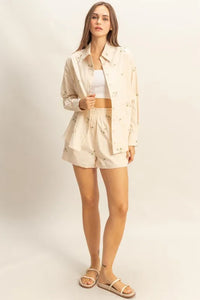 HYFVE Embroidered Long Sleeve Short and Shorts Set - Brittney MADE